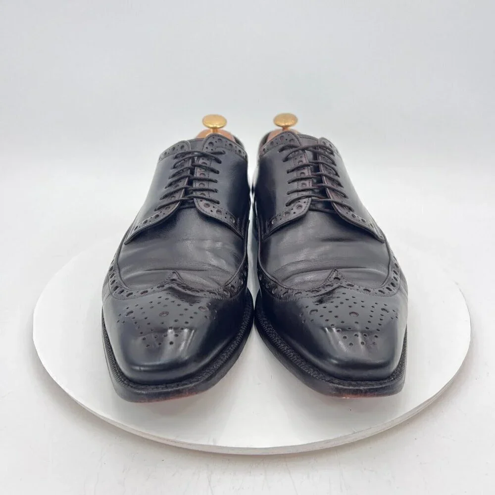 Allen Edmonds Tresana Men Size 9.5EEE Black Leather Wingtip Derby Dress Shoes